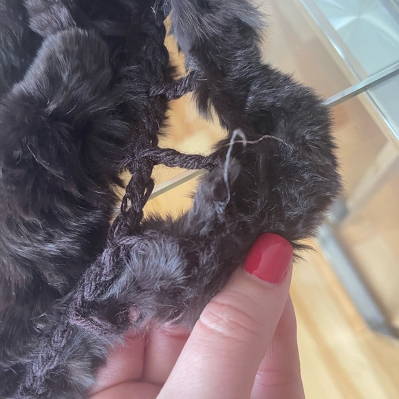 DANIER Leather rabbit fur scarf - chocolate brown - Picture 7 of 7